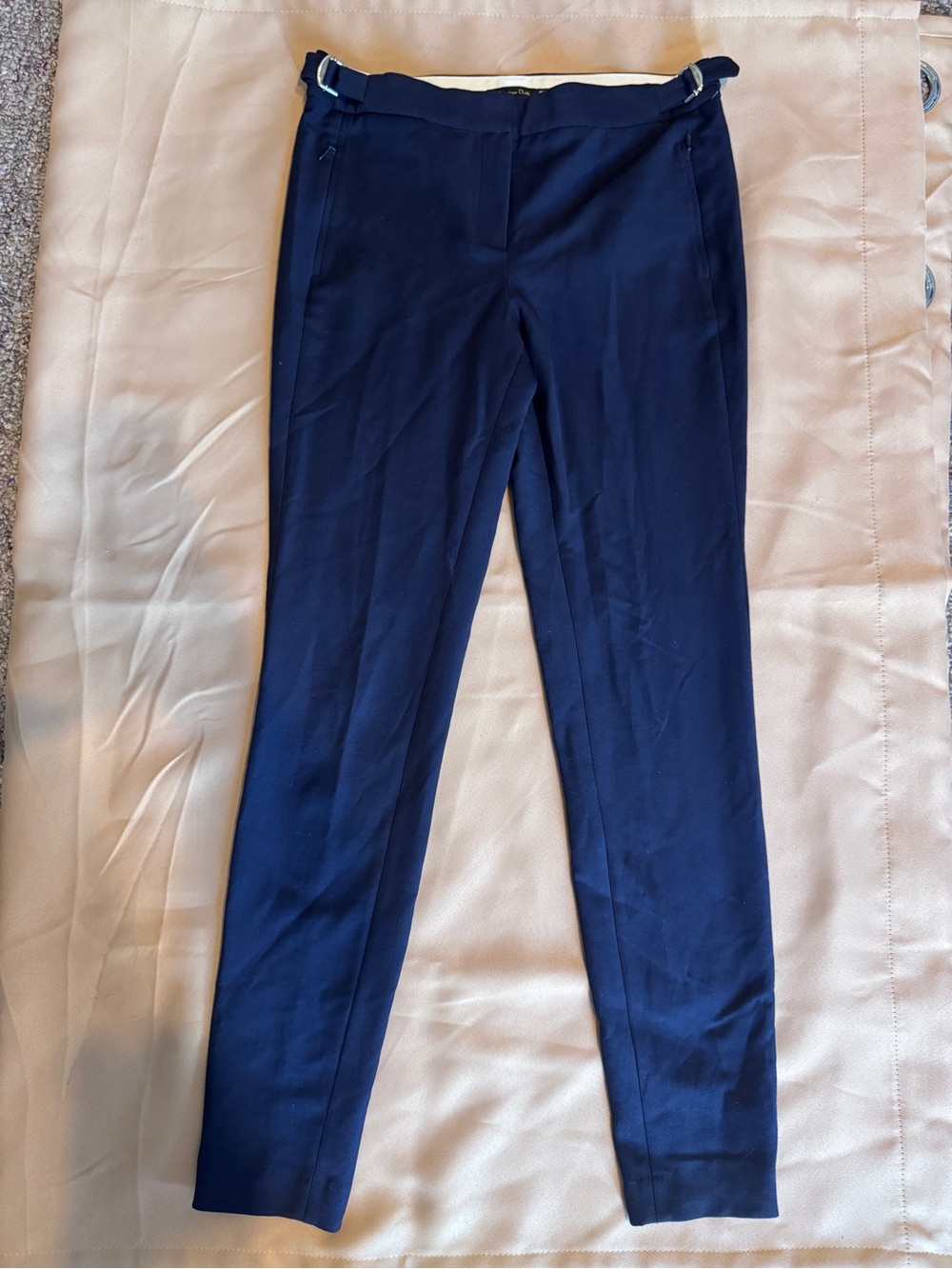 Massimo Dutti Slim Navy Tapered Trousers